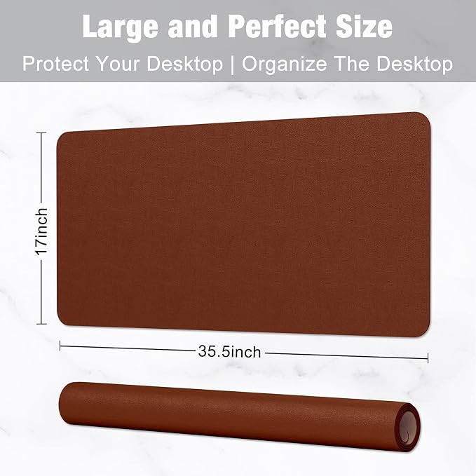 Hsurbtra Desk Pad, 35.5" x 17" PU Leather Desk Mat, XXL Extended Mouse Pad - Image 3
