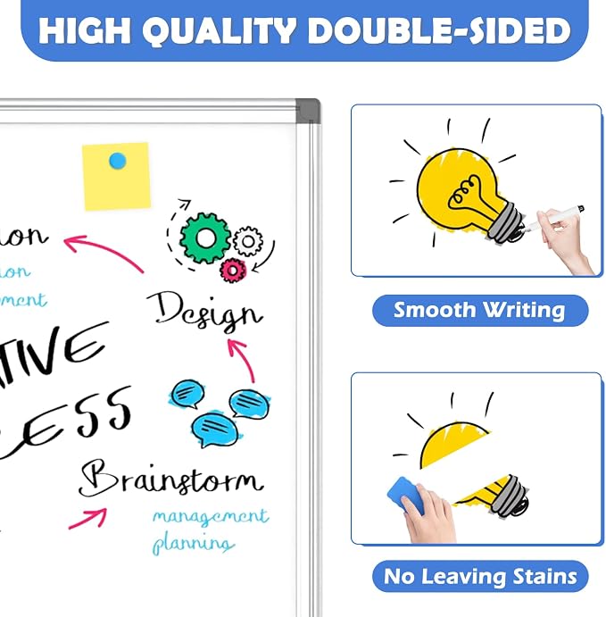 WALGLASS Double-Sided White Board 30x20 Dry Erase Magnetic - Image 4