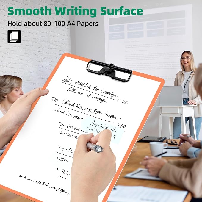 FRETONBA Orange Clipboard with Pen Holder, 2 Pack Plastic Clipboard with Low - Image 4