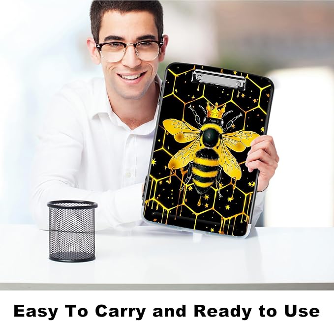 Bee Black Background A4 Clipboard - Image 6