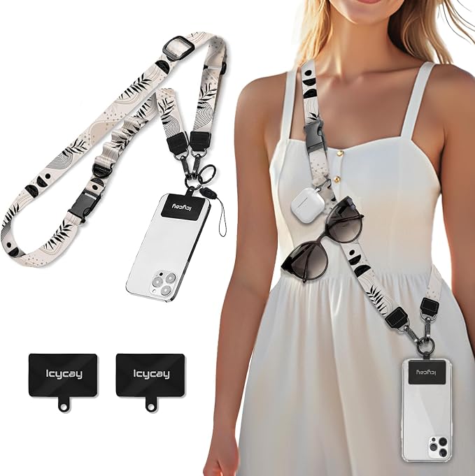 Icycay Phone Lanyard Crossbody, Abstract Leaf Cell Phone Strap by Icycay