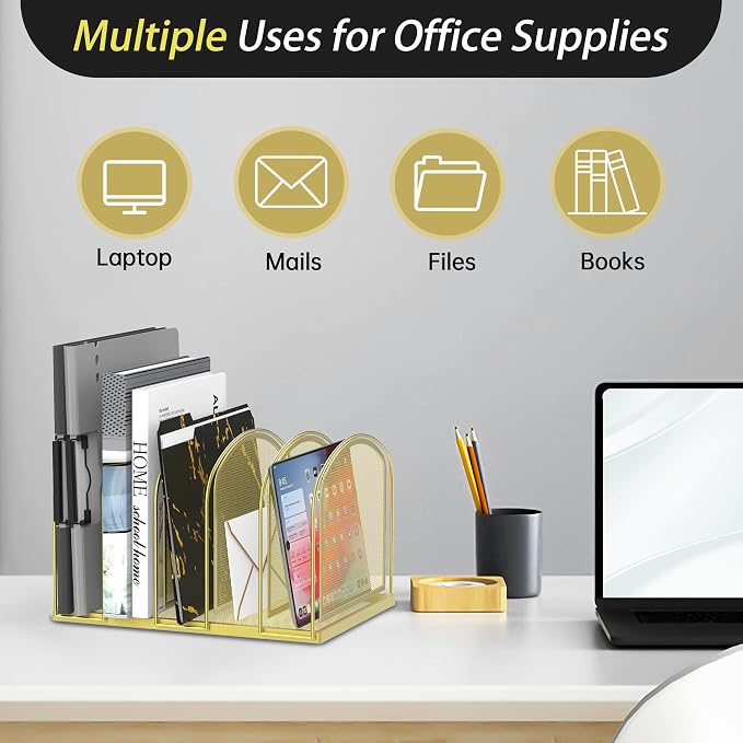 SUPEASY File Organizer for Desk, 5-Section Mesh Desk Organizer, Vertical File - Image 6