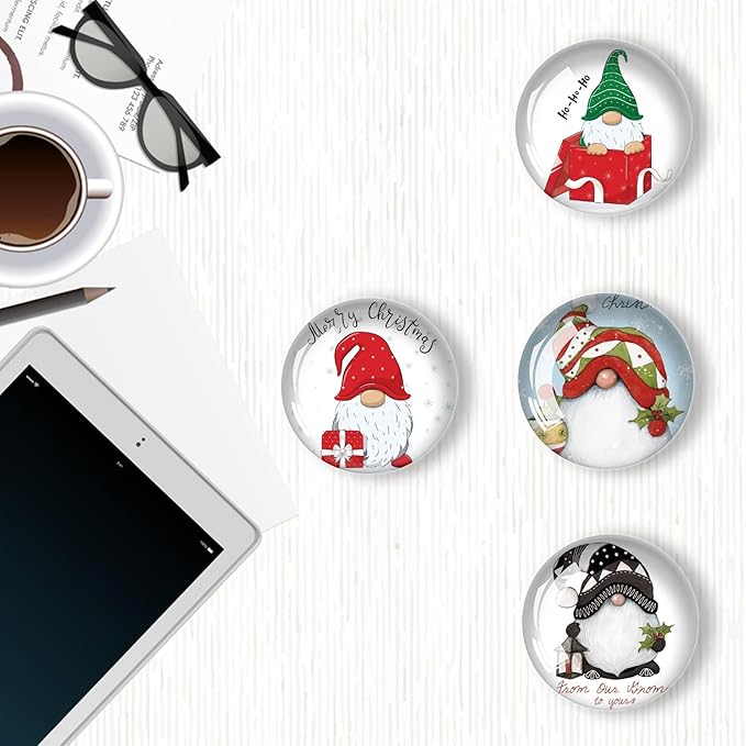 Christmas Gnomes Refrigerator Magnets 12Pcs Glass Strong Magnetic Refrigerator Magnet Fridge Sticker,Crystal Fridge Magnets Decoration for Crafts,Strong Fridge Magnets for Kitchen, School-DeskLoop Office