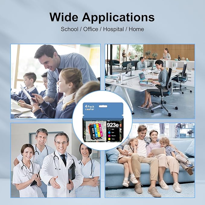 923e Ink cartridges Compatible Replacement for HP OfficeJet Pro 8120/ 8120e/ 8123/8130/ 8124e/ 8122e Printers(4 Pack, BK/C/M/Y)-DeskLoop Office