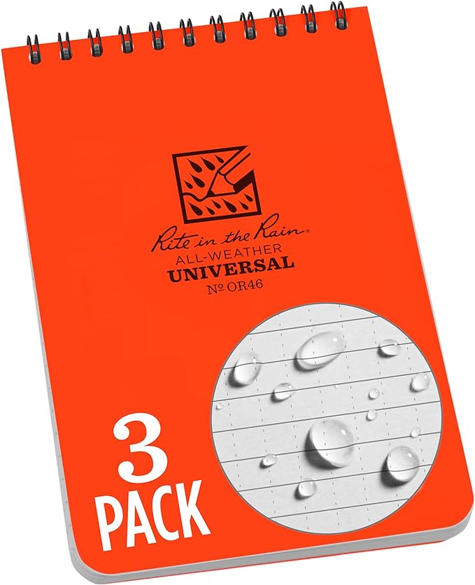 Rite in the Rain Weatherproof Top Spiral Notebook, Universal Pattern, 3 Pack by RiteintheRain