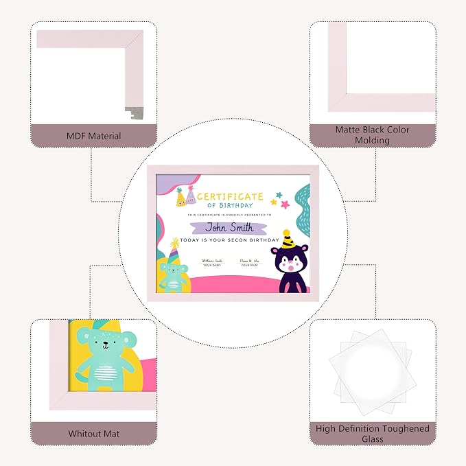 ELSKER&HOME 8.5x11 Picture Frame-Certificate Frame in Pink | Document Frame - Image 5