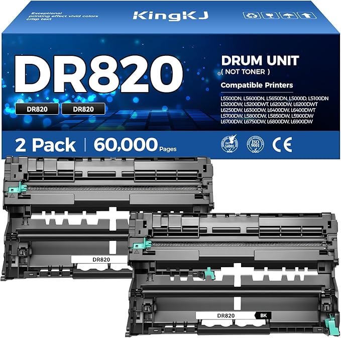 DR820 Drum Unit (Not Toner) Replacement for Brother DR-820 Imaging Drum Compatible for HL-L6200DW L6200DWT L5200DW L5100DN L5000D L6400DW MFC-L5800DW L5700DW L6700DW L6800DW DCP-L5600DN Printer 2-Pack-DeskLoop Office