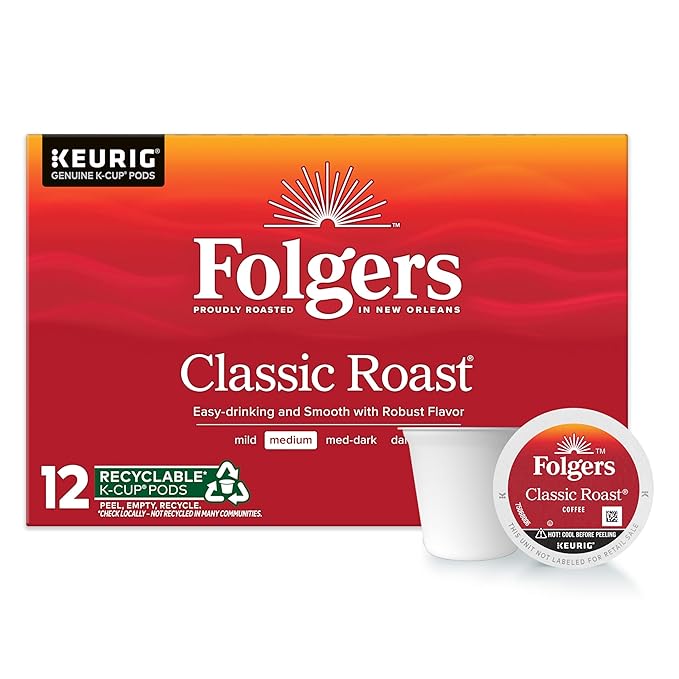 Folgers Classic Roast Medium Roast Coffee, 72 Keurig K-Cup Pods-DeskLoop Office