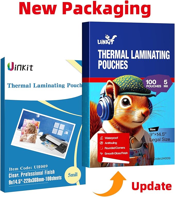 Uinkit 5 Mil 100 Pack Legal Thermal Laminating Pouches, 9X14.5-Inches Laminating Sheets, Extra Protection for Clear Glossy Laminator Pockets-DeskLoop Office