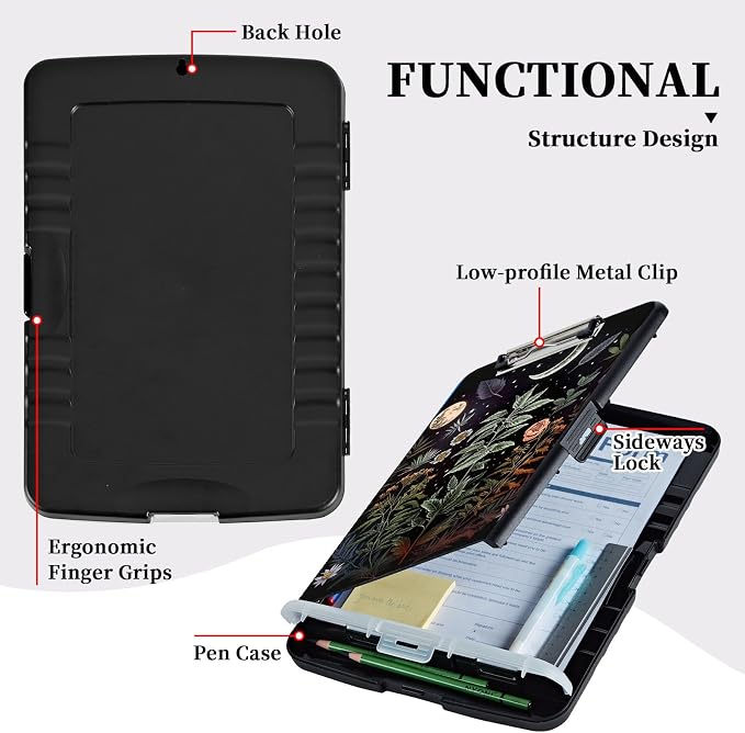 Clipboard with Storage, Heavy Duty Plastic Nursing Storage Clipboard Foldable - Image 5