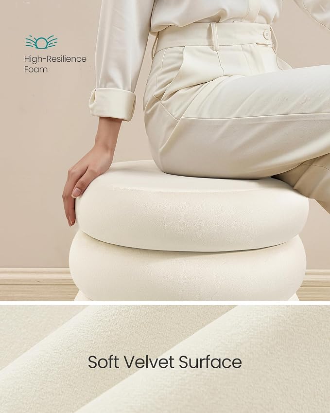 SONGMICS Vanity Stool, Round Ottoman - Image 4