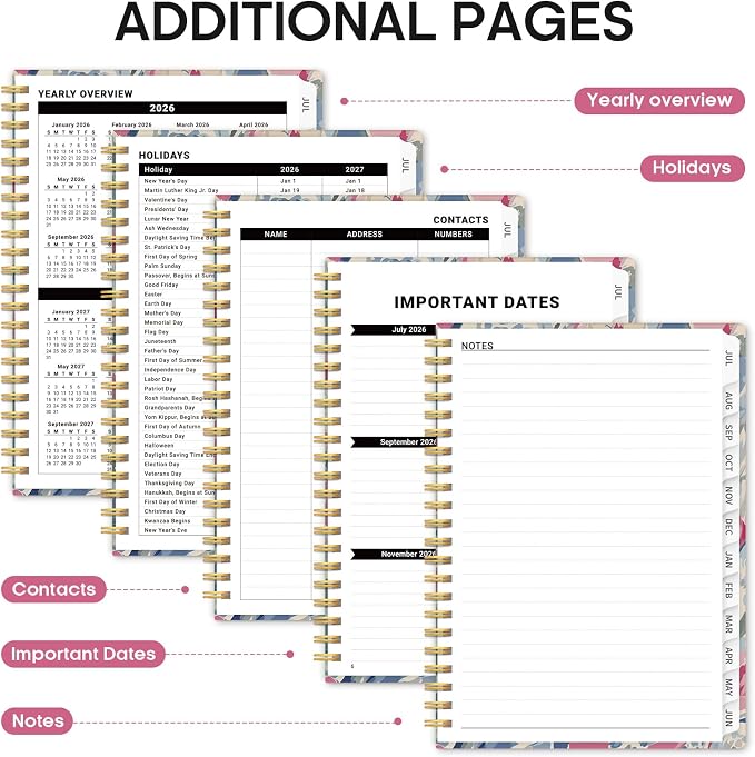 Planner 2026–2027, Academic Monthly Weekly Spiral Calendar, July 2026 – June - Image 5