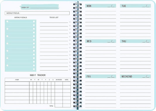 Undated Weekly Planner- Weekly Goals Notebook, A5 To Do List Planner, Habit by KAICNPAPER