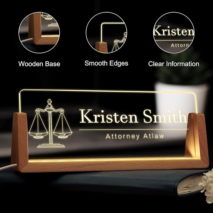 Custom Name Plate for Desk, Personalized Light Up Acrylic Desk Name Plate - Image 4