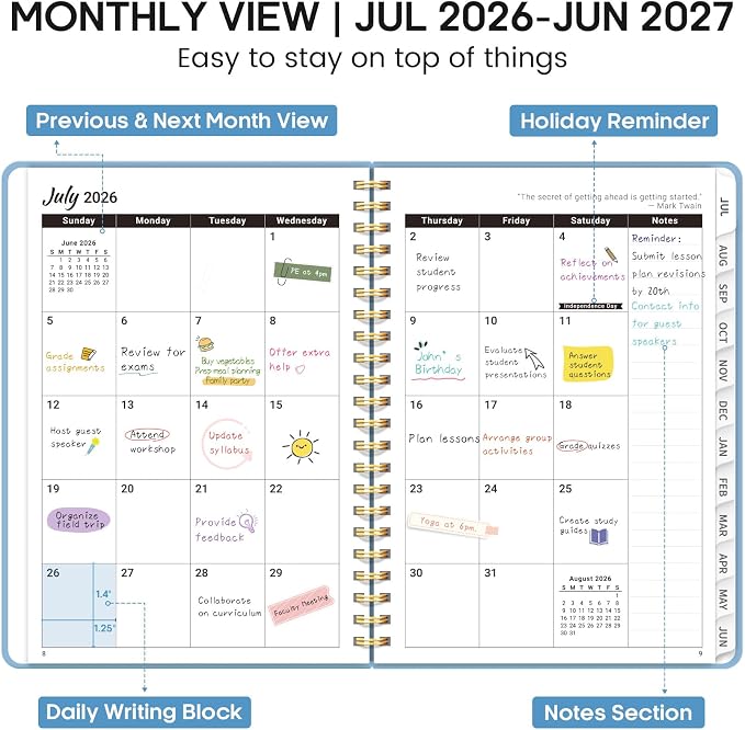 Academic Planner 2026-2027, Weekly and Monthly Calendar Planner Book, July 2026 - Image 2