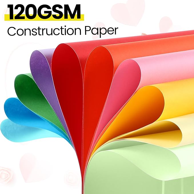 Harloon 500 Sheets Construction Paper Bulk Heavyweight A4 Size Thick Construction Paper Cardstock for DIY Craft Supplies(120 GSM,Multi Colors)-DeskLoop Office
