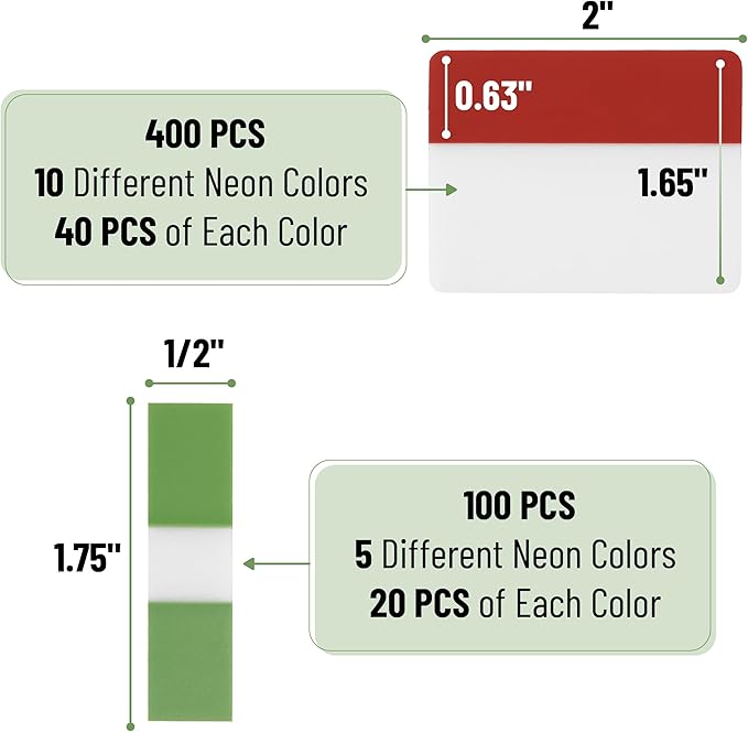 Mr. Pen- Colorful Index Tabs, 500 Pcs, 21 Sets, Sticky Page Markers for Notebooks, Binders and Books-DeskLoop Office