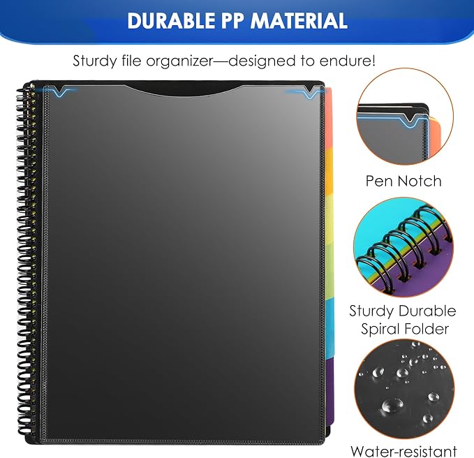KTRIO 12 Pocket Project Organizer, Letter Size Spiral Binder, Letter Size Fit - Image 7