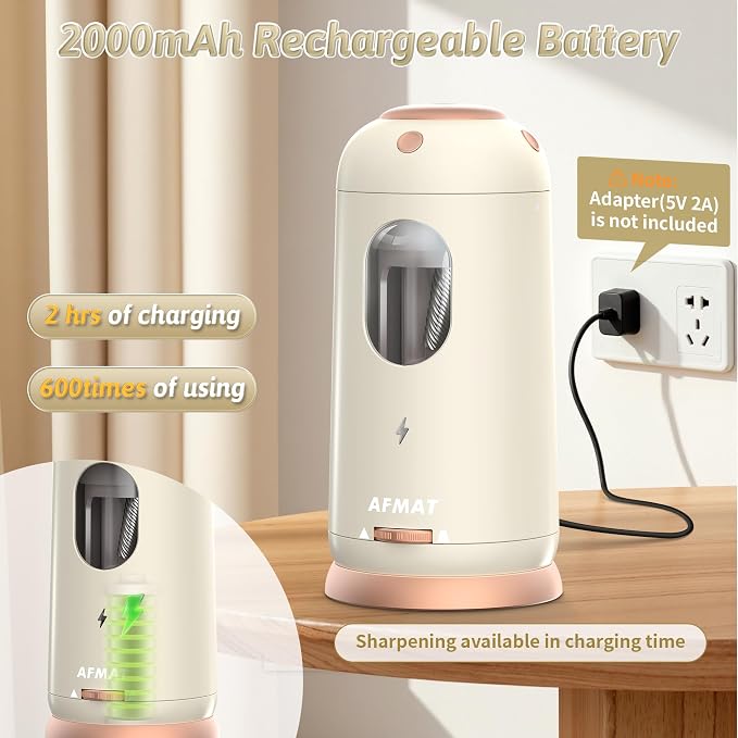 AFMAT Electric Pencil Sharpener, Auto in & Out, Fully Automatic Pencil Sharpener - Image 5