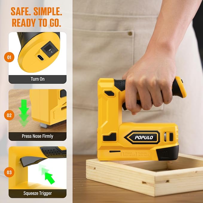 POPULO Electric Staple Gun, 4V Cordless Battery Powered Staple Gun, 2-in-1 - Image 5