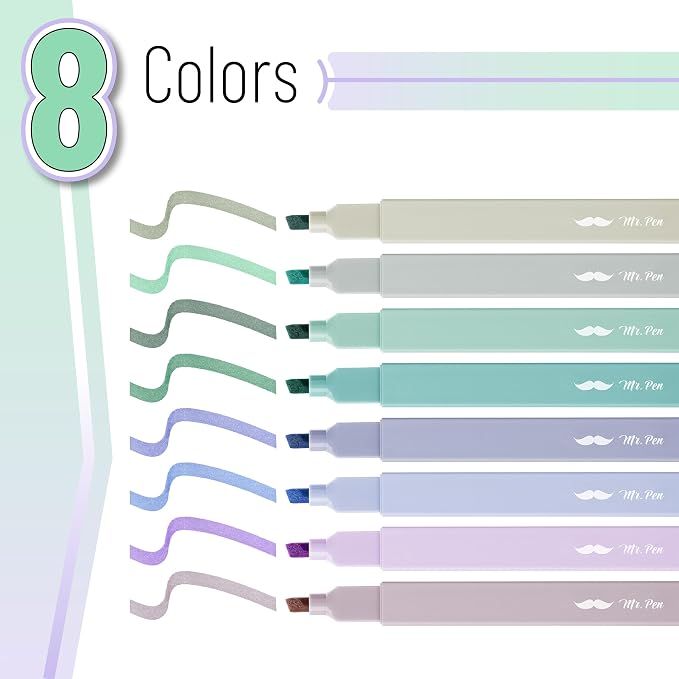 Mr. Pen- Aesthetic Highlighters No Bleed, 8 Pack, Cute Highlighters Assorted - Image 2