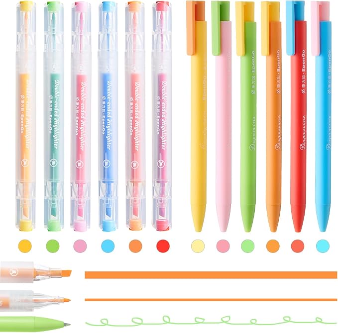 Bible Highlighters, 12 Pack Pastel No-Bleed Dual Chisel & Fine Tip | by Unknown