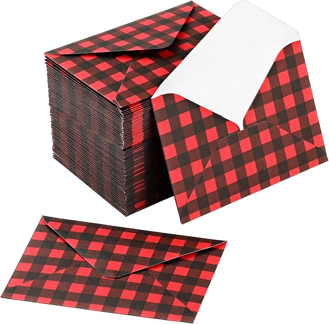 Colarr 100 Pcs Christmas Mini Gift Card Envelopes Bulk 4 x 2.8 Inch Red Black by Colarr