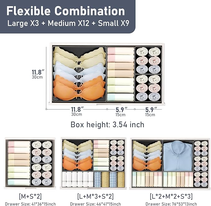 DIMJ Drawer Organizer Clothes Storage - 24 Pack Baby Dresser Organizer for Nursery, Small Fabric Closet Drawer Organizer Bins for Underwears Socks, Foldable Storage Dividers Organization for Bedroom-DeskLoop Office