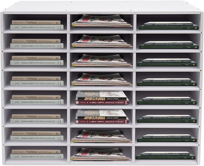 DYRABREST Mail Sorter Organizer 24 Compartments Wood Countertop Literature - Image 2