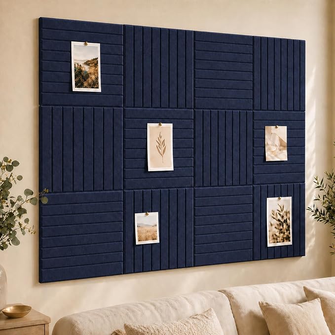Stripe Felt Bulletin Board Tiles, Cork Board Alternative 48 x 36 in | 0.35 in by CreateYourIdealSpace
