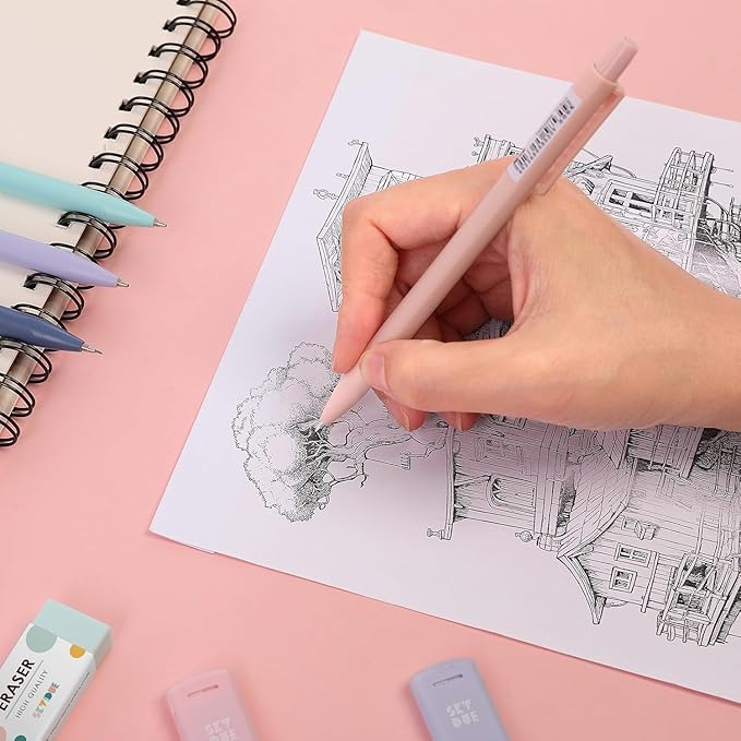 SKYDUE Cute Mechanical Pencils Set, 0.5mm & 0.7mm Mechanical Pencils, Pastel - Image 5