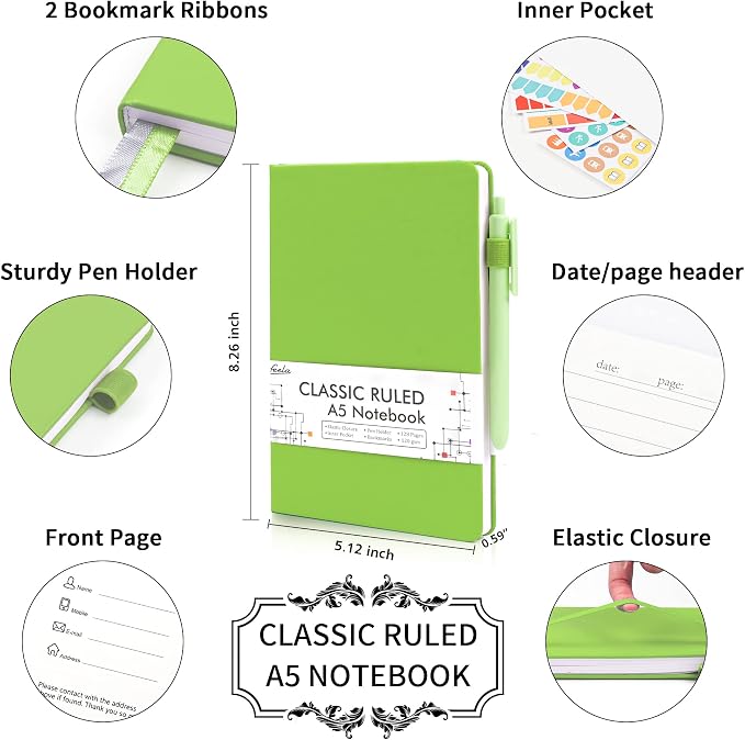 feela 5 Pack Notebooks Journals Bulk, Hardcover Notebook Classic Ruled Lined - Image 2