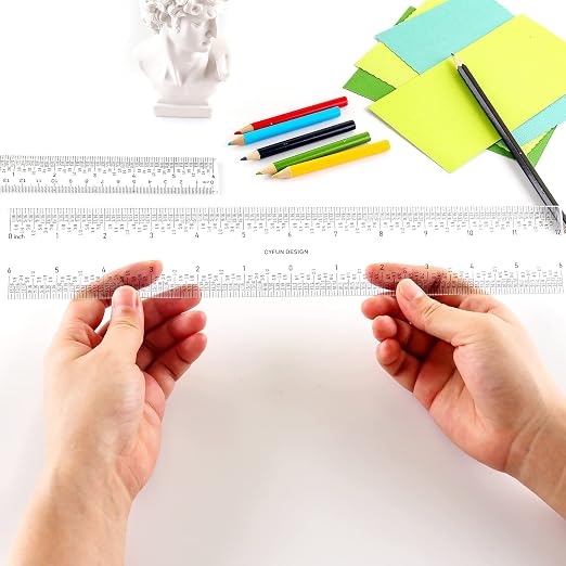 2 PCS 6"/12" Clear Acrylic Ruler Zero-Centering Ruler - Image 7