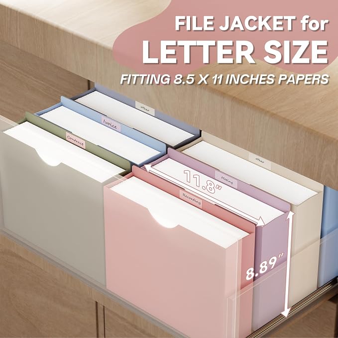 Plastic 3 Inch File Jackets Letter Size, 12 Pack Manilla Pocket Folders - Image 3