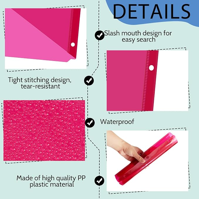 Maitys 50 Pack Binder Pockets 3 Hole Punch Clear Plastic Document Folders - Image 3