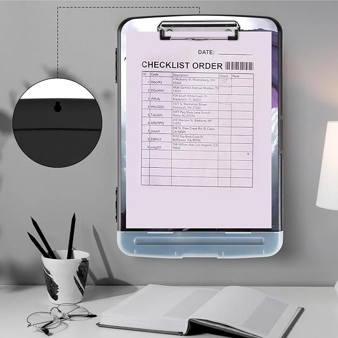 Clipboard with Storage, Storage Clipboard with Pen Holder, Heavy Duty Plastic - Image 4