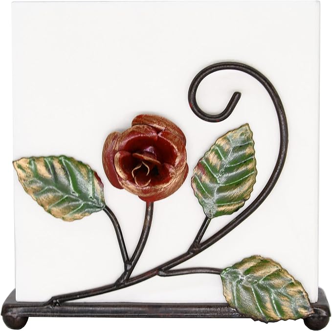 OwlGift Multicolor Napkin Holder – Rose Design Metal Napkin Storage by Owlgift
