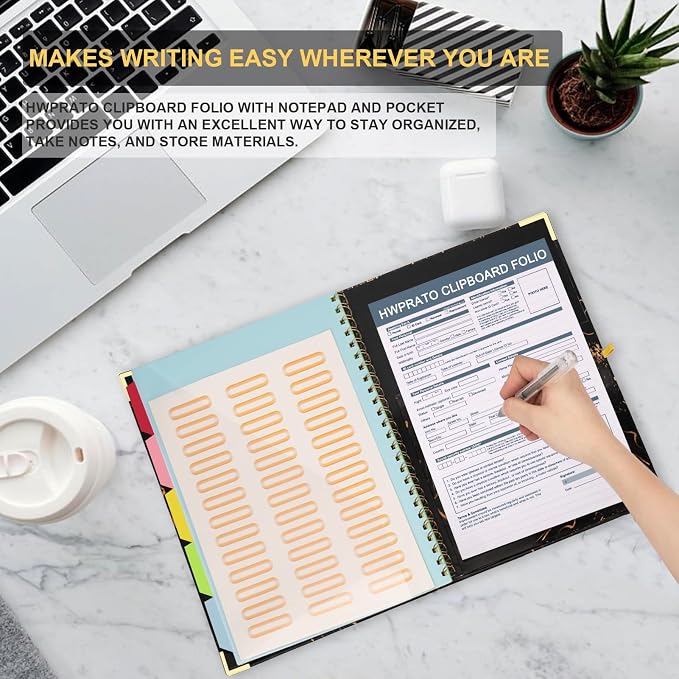 HWPRATO Clipboard with Notepad Clipfolio 5 Dividers with 10 Pockets Letter Size - Image 6