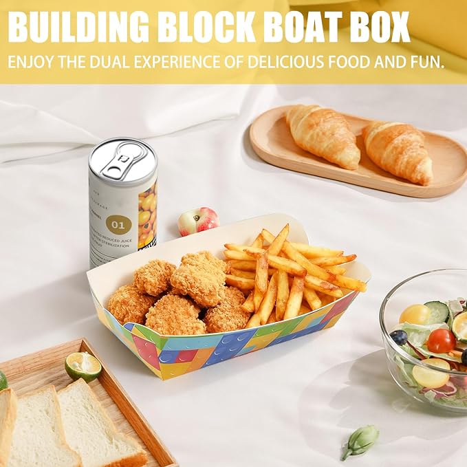 2lb Paper Food Trays, 50 Pack Disposable Serving Trays, Disposable Paper Boat - Image 2