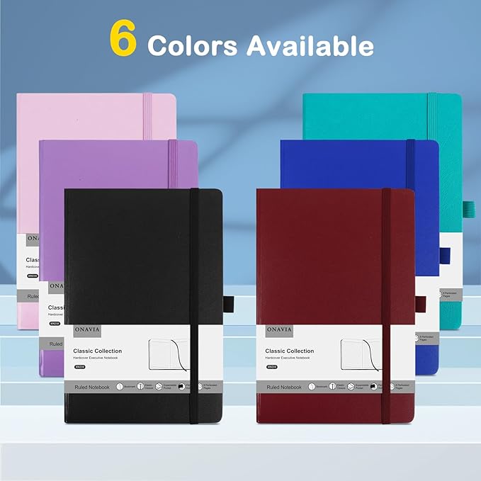 6 Pack Lined Journal Notebooks for Work, Travel, College, A5 Size 100 GSM Thick Paper, Classic Ruled, Hardcover Notepad for Writing 160 Pages, 5.5 x 8.3 inch, 6 Multicolors-DeskLoop Office