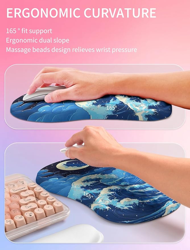 Hokafenle 2in1 Combination, Wave Keyboard Wrist Rest and Ergonomic Curvature - Image 3