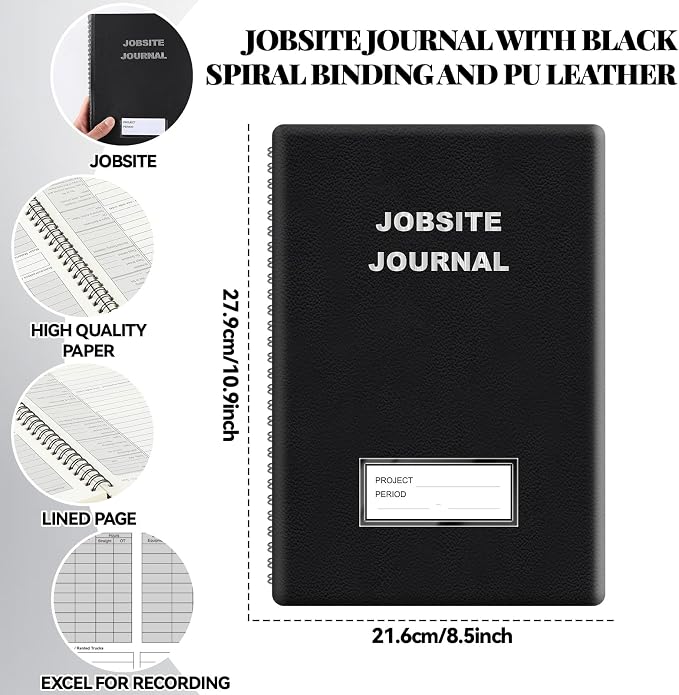 chiazllta Jobsite Journal 7x10 Inch Construction Daily Log Undated Daily Log - Image 2