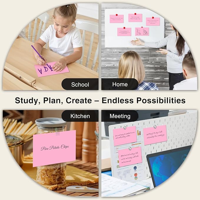 300 Count Blank Index Cards 3x5 Inch Pink Flash Cards Colored Cardstock - Image 7