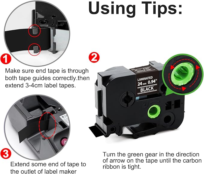 Labelife 24mm Black Label Tape TZe-355 Replacement - Image 7