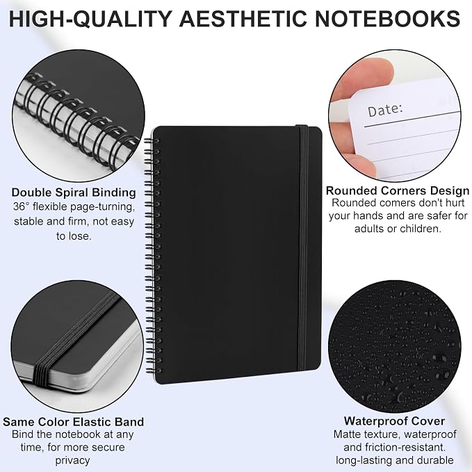 Utron Spiral Notebook For Women & Men, 5.9 x 8.3” College Ruled Notebook For - Image 3