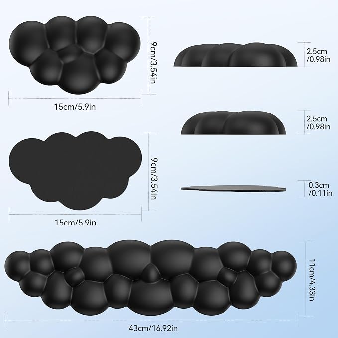 TECKNET Cloud Keyboard Wrist Rest Set, Cloud Wrist Rest - Image 2