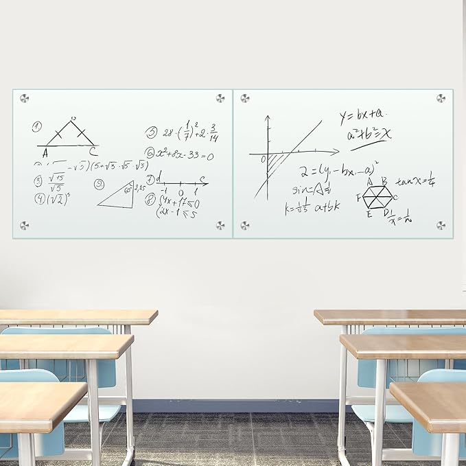 H-Qprobd Glass White Board for Wall Dry Erase Board 36" x 24" (2pcs) Magnetic Presentation Whiteboard for Home, Office and School-DeskLoop Office