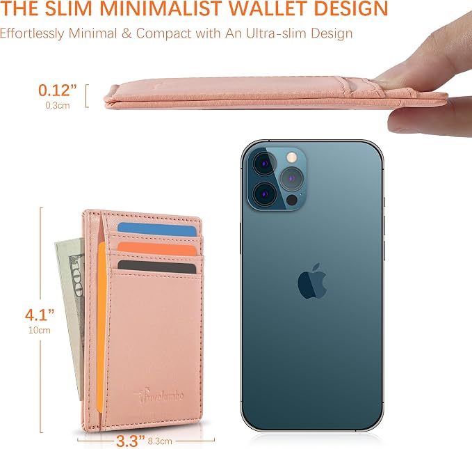 Travelambo Slim Wallet Front Pocket Minimalist Leather RFID Blocking Medium Size - Image 4
