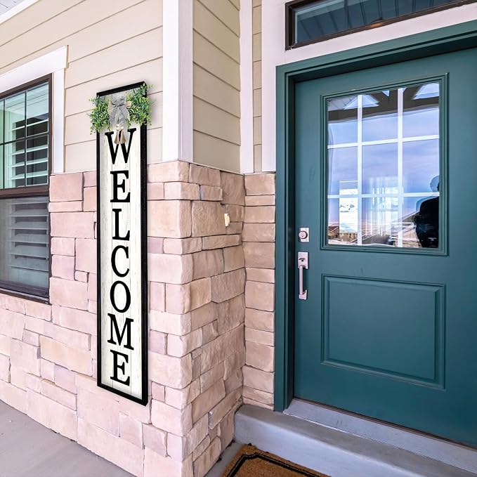 LuZhiQiang Front Porch for Welcome Standing Sign 45"X9" Vertical Tall Long - Image 7