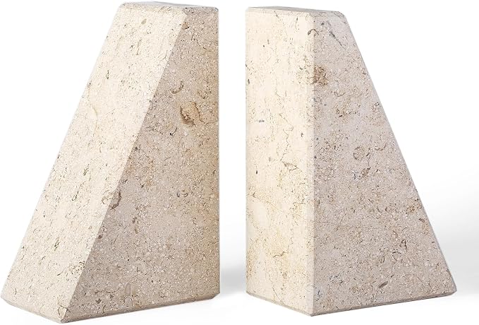 Karibiber Marble Bookends for Heavy Books, Decorative Book Ends for Shelves by Karibiber